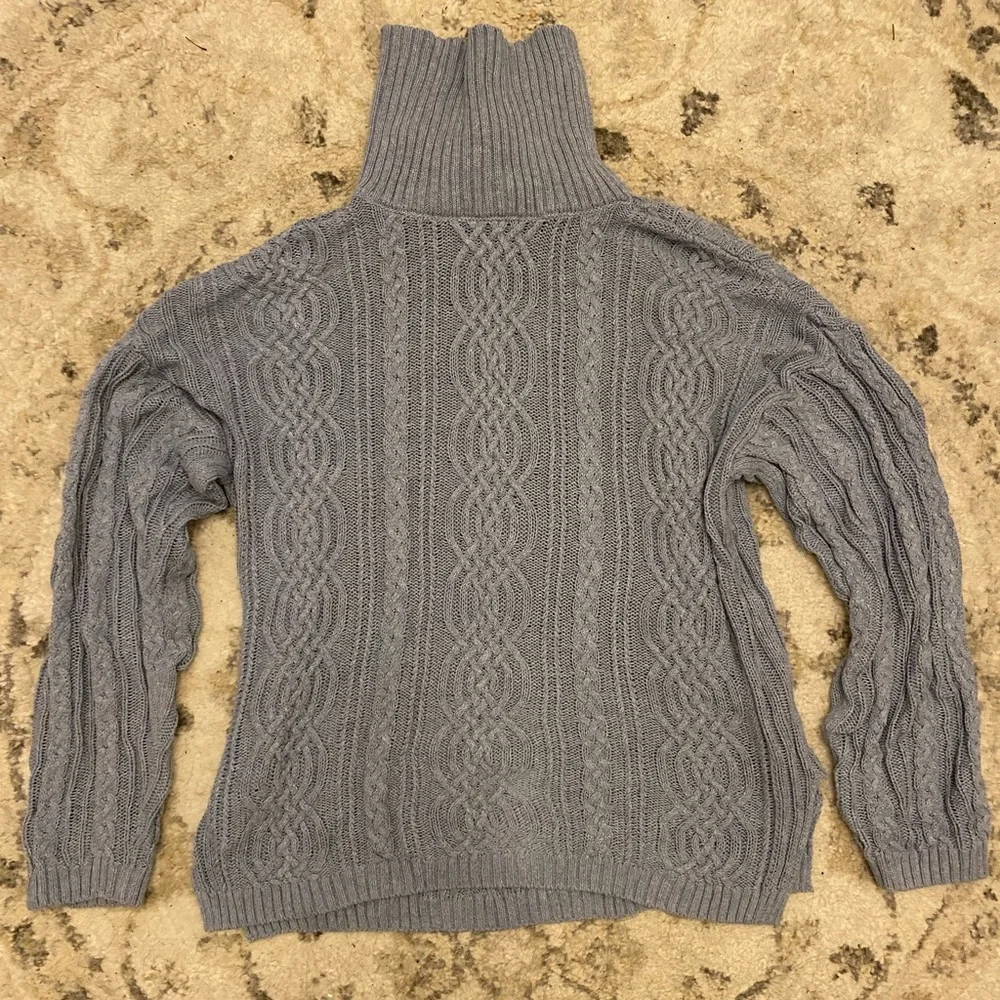Blue Turtle Neck Chunky Knit Sweater Size Large Women’s Jeanne Pierre